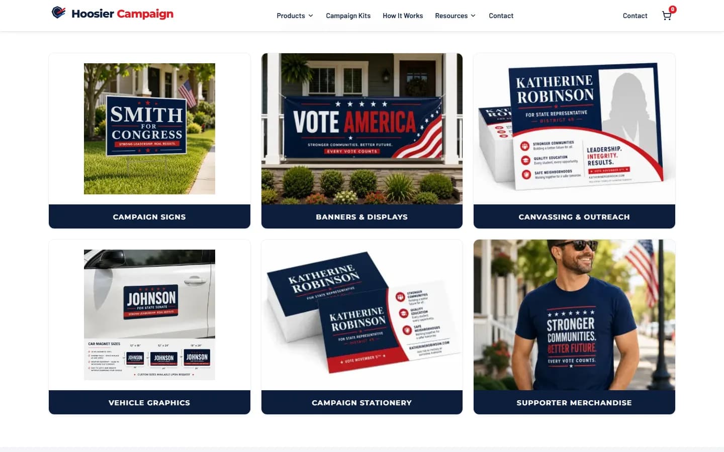 Hoosier Campaign product catalog section