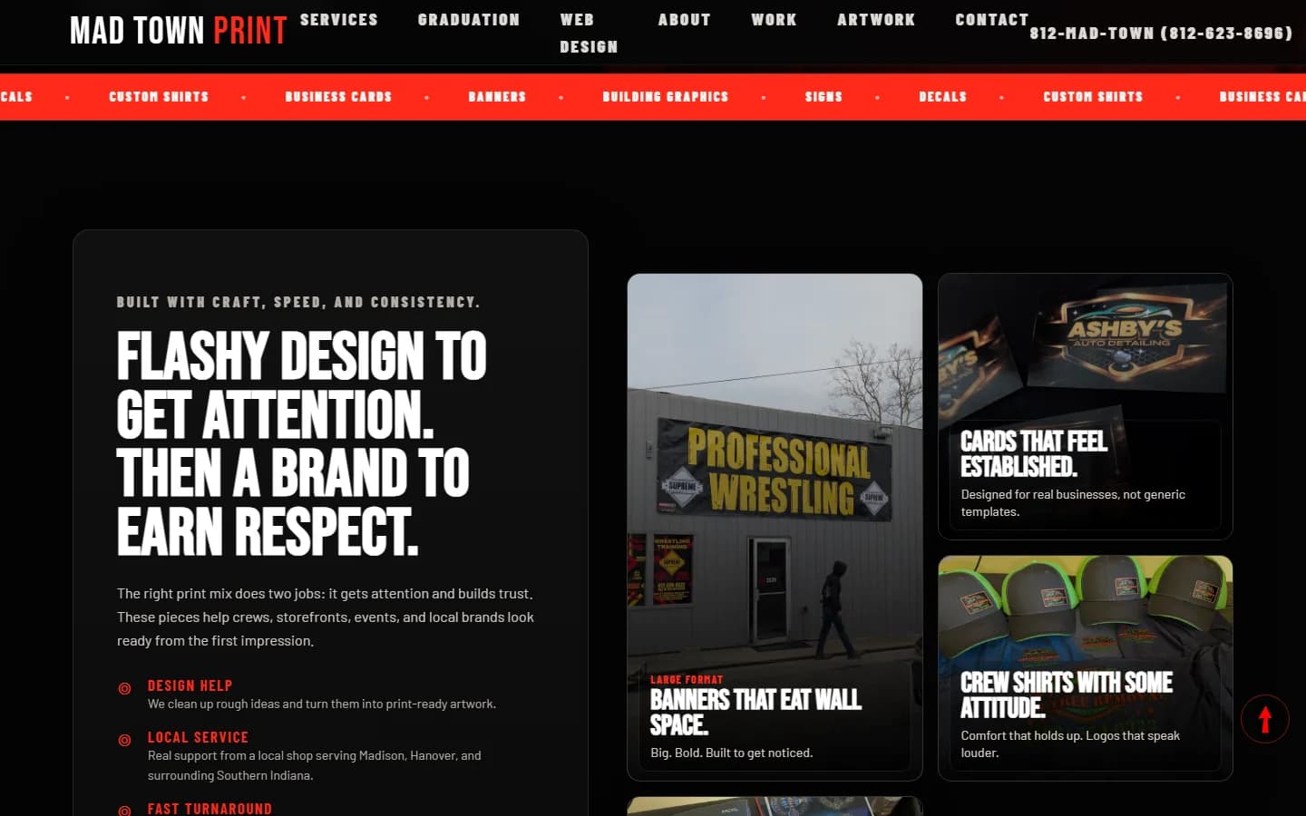 Mad Town Print website content section