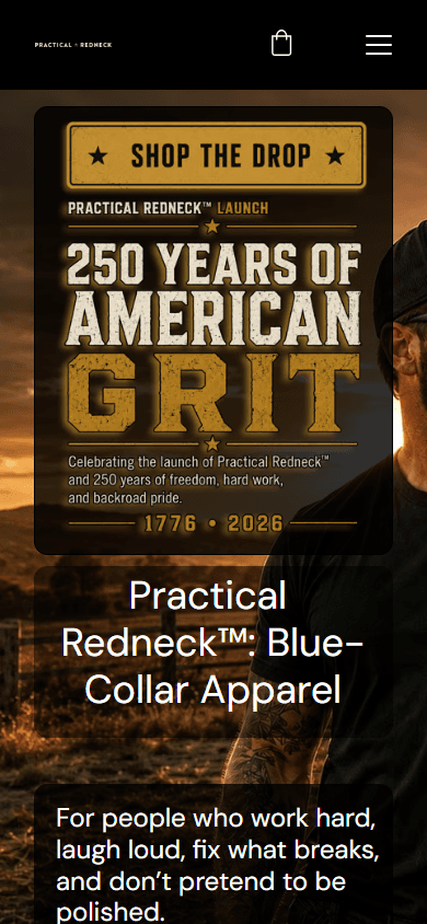 Practical Redneck website on mobile