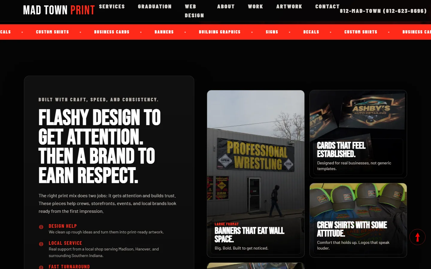 Mad Town Print website content section